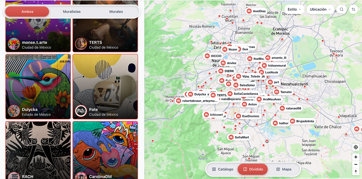 Explorador interactivo con mapa y filtros por estilo y ciudad