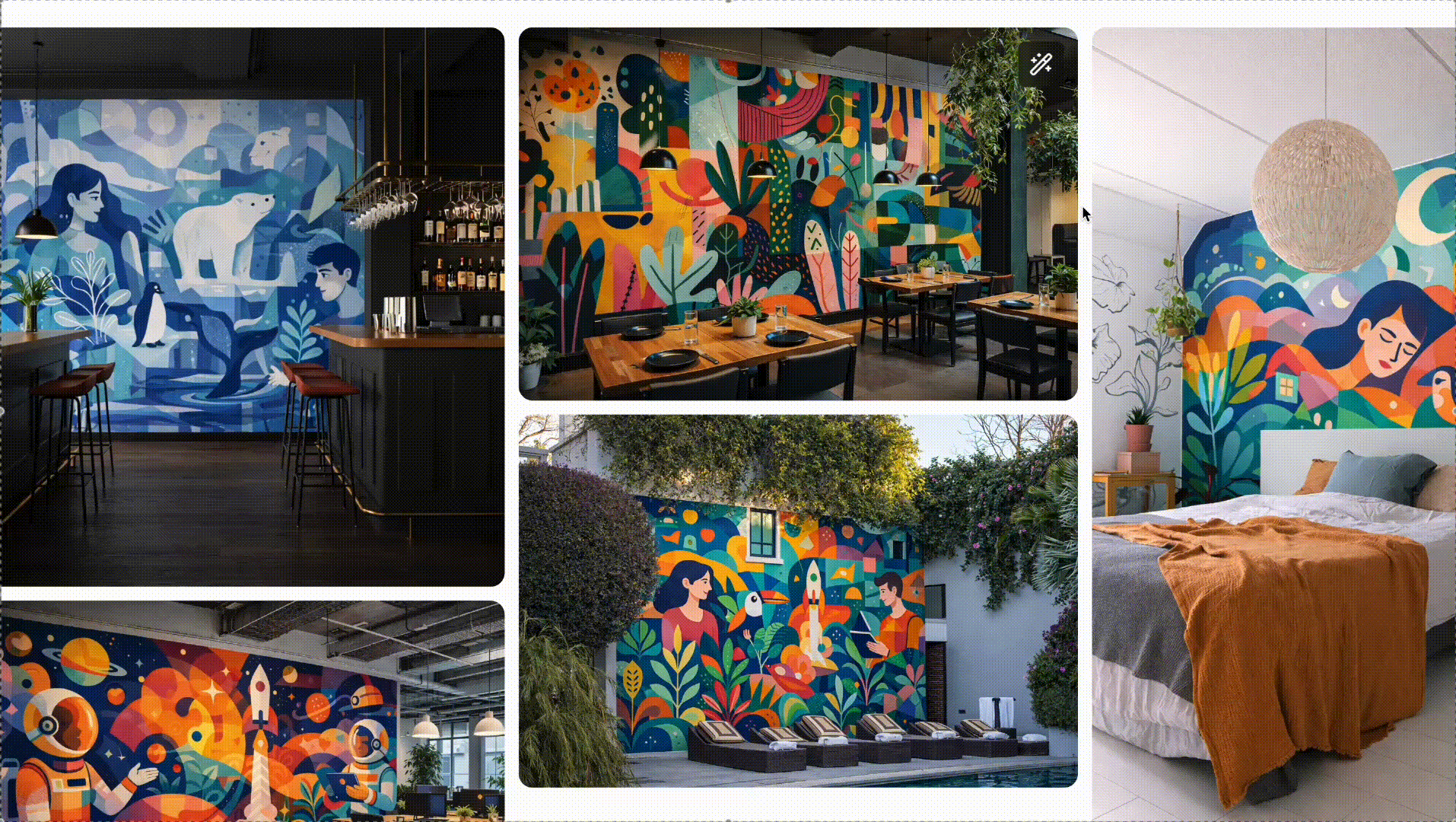 Slider Antes y Despues mostrando la transformacion de un espacio con mural