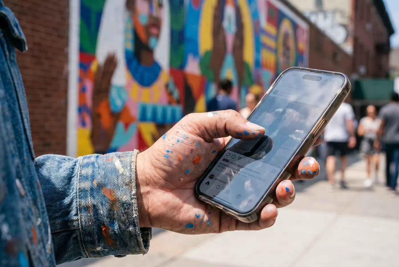 Finger signing on the phone screen, project contract