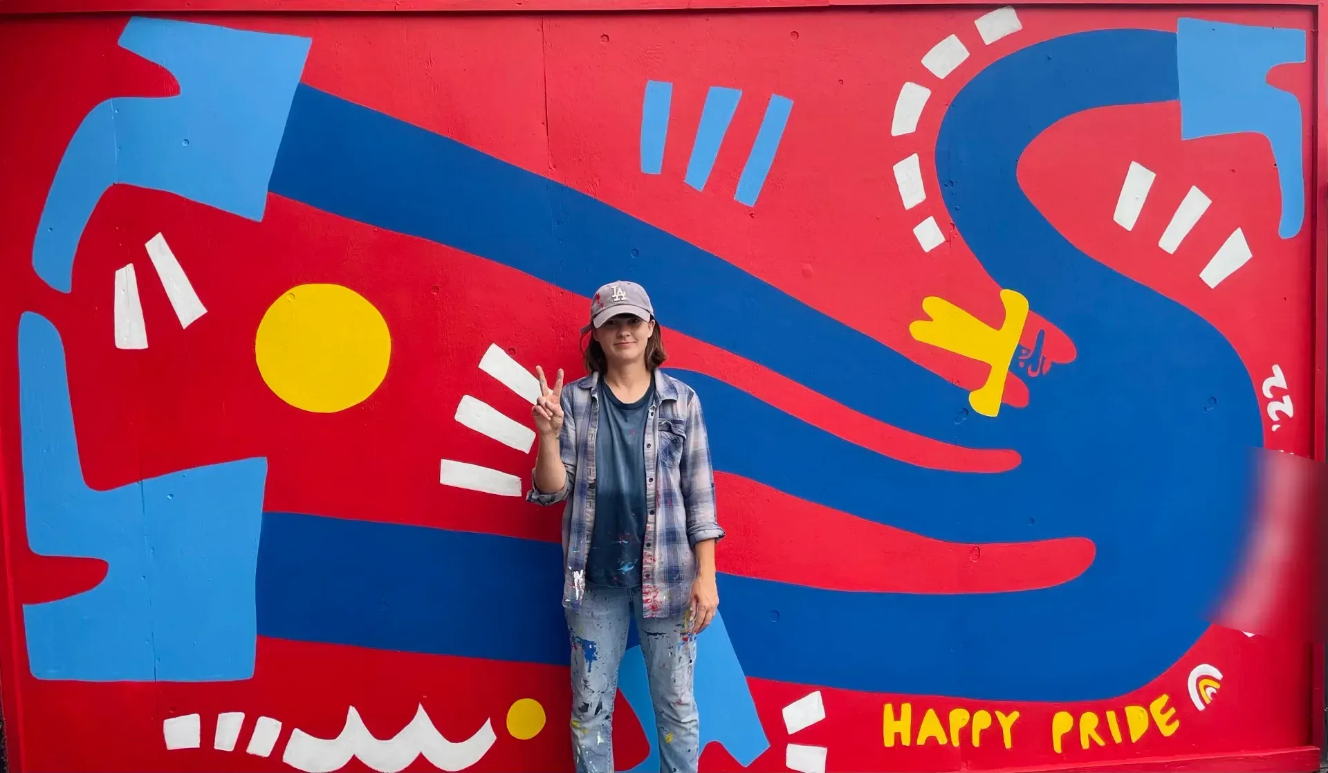 Katbing mural in Hollywood in Melrose Fame Yard for Pride Mo