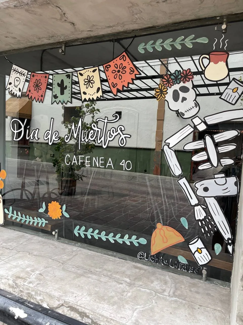 Día de muertos, mural en vidrio