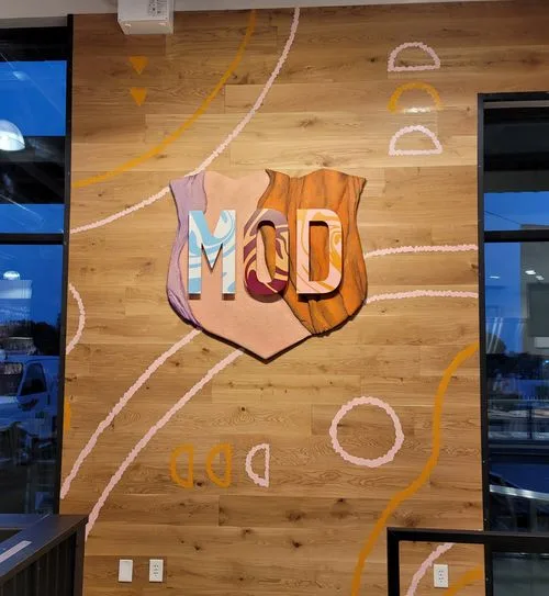 Mod Pizza badge design and mural