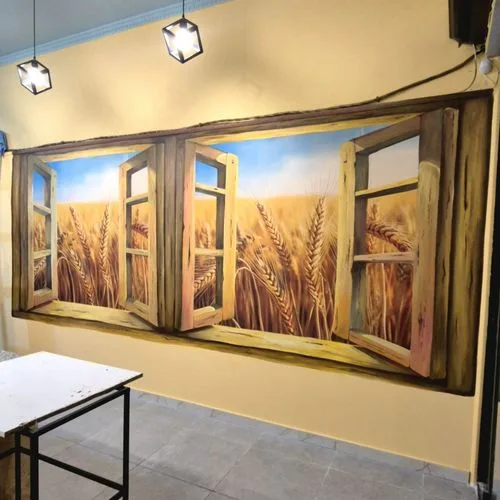 Wooden Shutter Mural for a Bakery