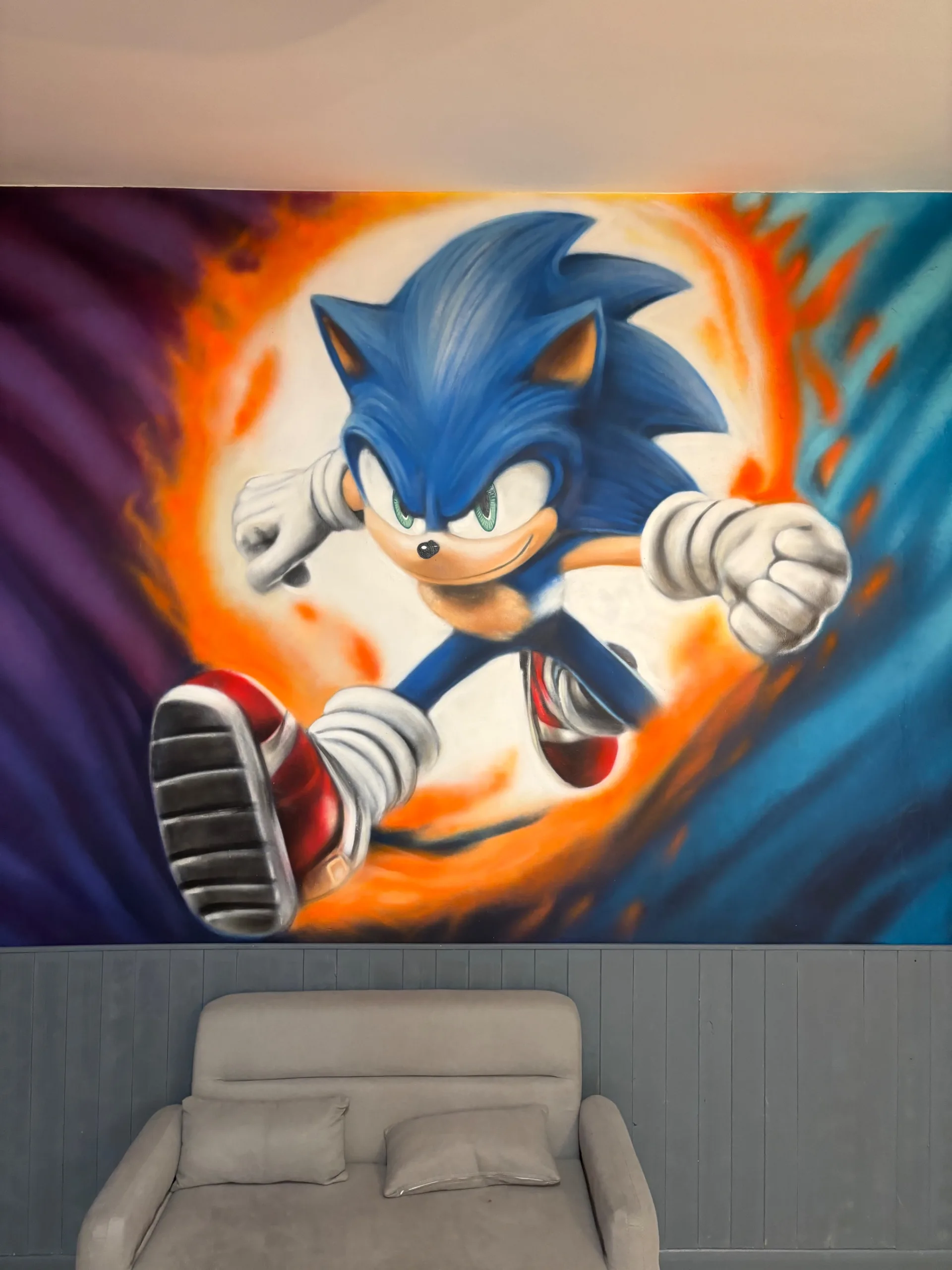 Sonic cartoon mural