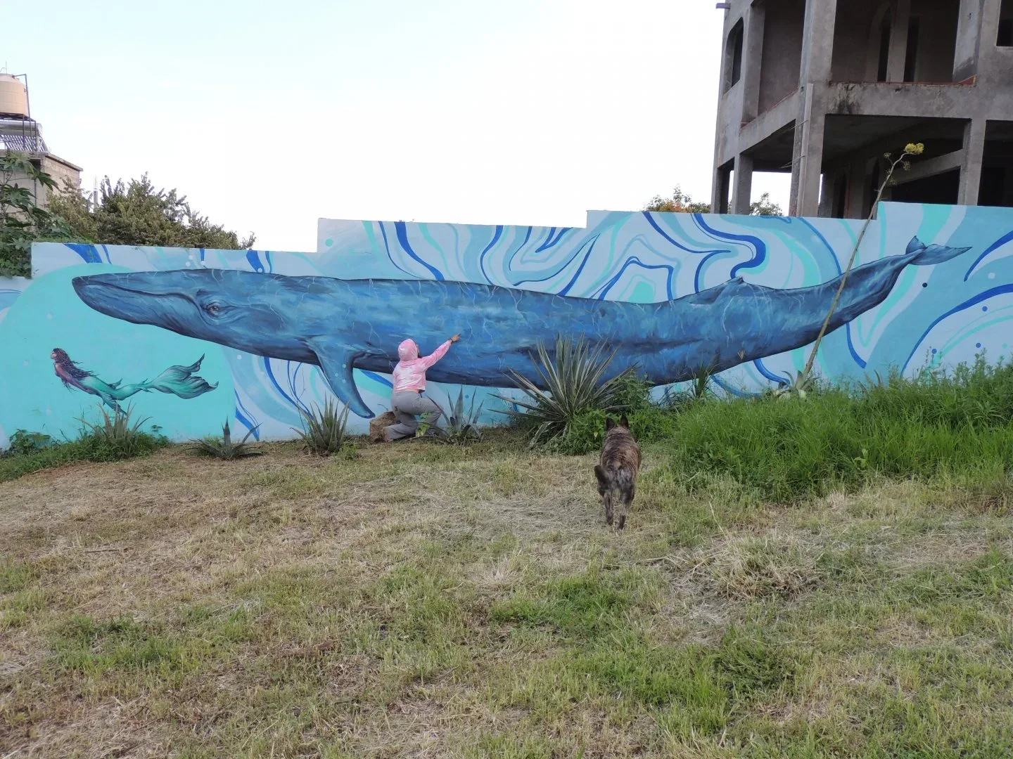 Ballena azul, detalle de mural